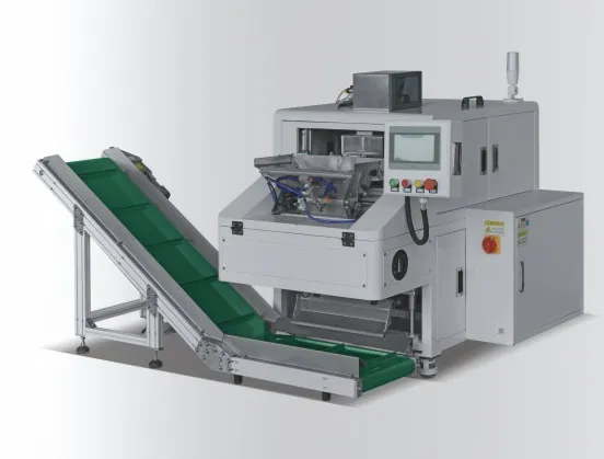 Tube-film packaging machine with an outfeed conveyor